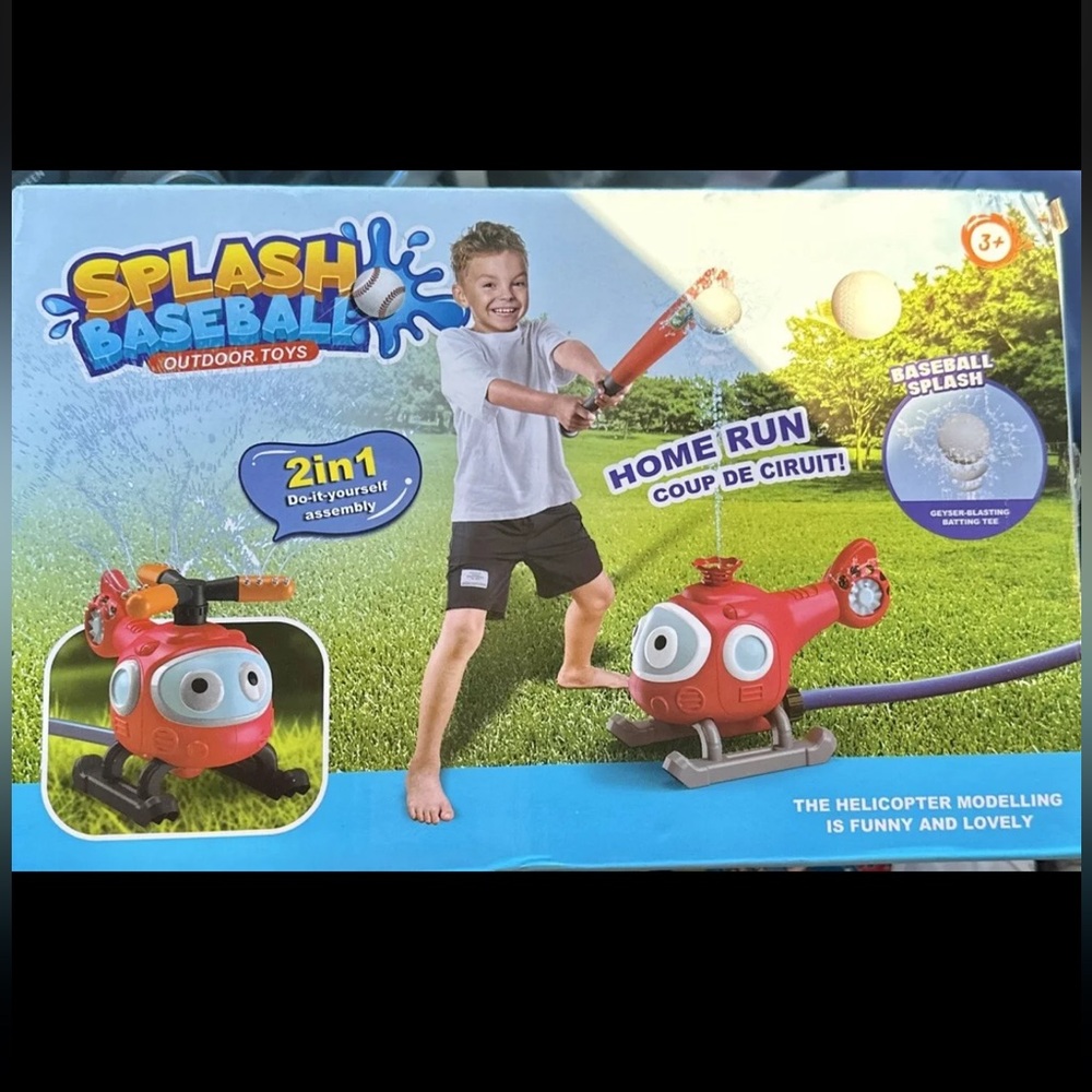 SPLASH BASEBALL WATER Sprinkler TOY HELICOPTER NIB Ages 3+